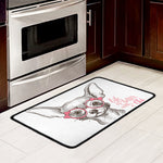 Cute Chihuahua With Glasses Print Kitchen Mat