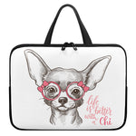 Cute Chihuahua With Glasses Print Laptop Sleeve With Handle