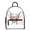 Cute Chihuahua With Glasses Print Leather Backpack