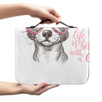 Cute Chihuahua With Glasses Print Leather Bible Cover