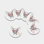 Cute Chihuahua With Glasses Print Leather Coaster Set