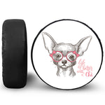 Cute Chihuahua With Glasses Print Leather Spare Tire Cover