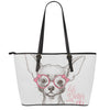Cute Chihuahua With Glasses Print Leather Tote Bag