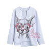 Cute Chihuahua With Glasses Print Long Sleeve Short Coat