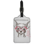 Cute Chihuahua With Glasses Print Luggage Tag