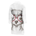 Cute Chihuahua With Glasses Print Men's Bathrobe