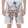 Cute Chihuahua With Glasses Print Men's Beach Shorts