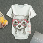 Cute Chihuahua With Glasses Print Men's Bodysuit