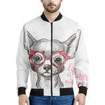 Cute Chihuahua With Glasses Print Men's Bomber Jacket