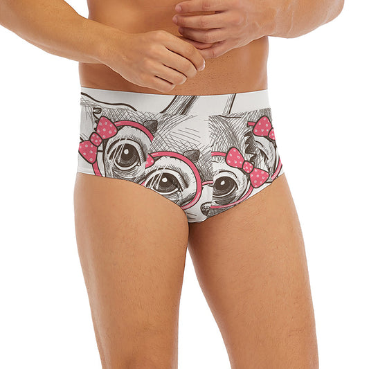 Cute Chihuahua With Glasses Print Men's Briefs