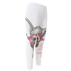 Cute Chihuahua With Glasses Print Men's Compression Pants