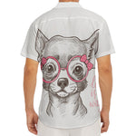 Cute Chihuahua With Glasses Print Men's Deep V-Neck Shirt