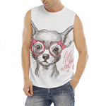 Cute Chihuahua With Glasses Print Men's Fitness Tank Top