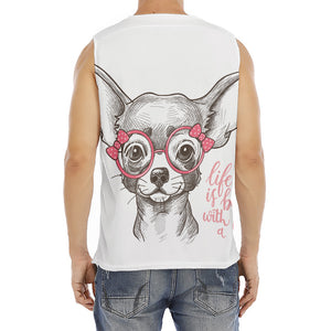 Cute Chihuahua With Glasses Print Men's Fitness Tank Top