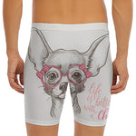 Cute Chihuahua With Glasses Print Men's Long Boxer Briefs