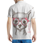 Cute Chihuahua With Glasses Print Men's Polo Shirt