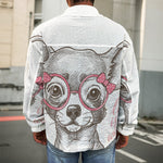 Cute Chihuahua With Glasses Print Men's Shirt Jacket