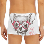 Cute Chihuahua With Glasses Print Men's Short Boxer Briefs