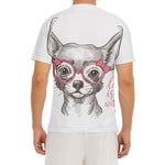 Cute Chihuahua With Glasses Print Men's Short Sleeve Rash Guard