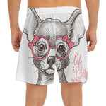 Cute Chihuahua With Glasses Print Men's Split Running Shorts