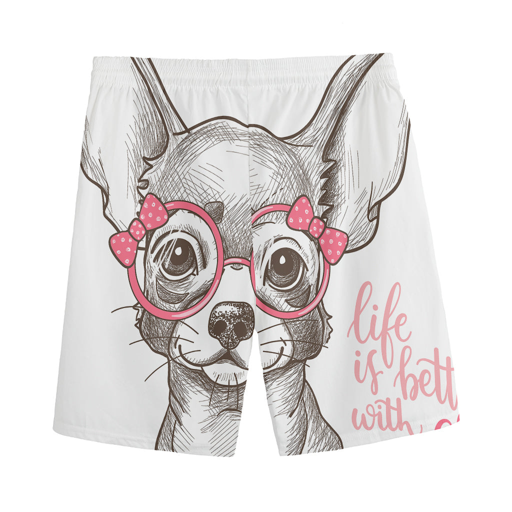 Cute Chihuahua With Glasses Print Men's Sports Shorts