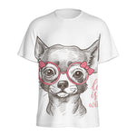 Cute Chihuahua With Glasses Print Men's Sports T-Shirt