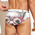 Cute Chihuahua With Glasses Print Men's Swim Briefs