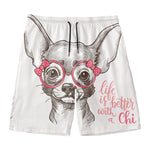 Cute Chihuahua With Glasses Print Men's Swim Trunks