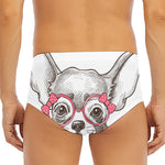 Cute Chihuahua With Glasses Print Men's Triangle Swim Briefs