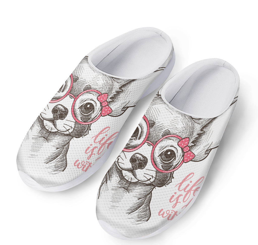 Cute Chihuahua With Glasses Print Mesh Casual Shoes