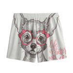 Cute Chihuahua With Glasses Print Mesh Shorts