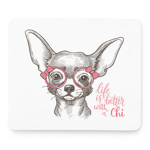 Cute Chihuahua With Glasses Print Mouse Pad