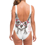 Cute Chihuahua With Glasses Print One Piece Swimsuit