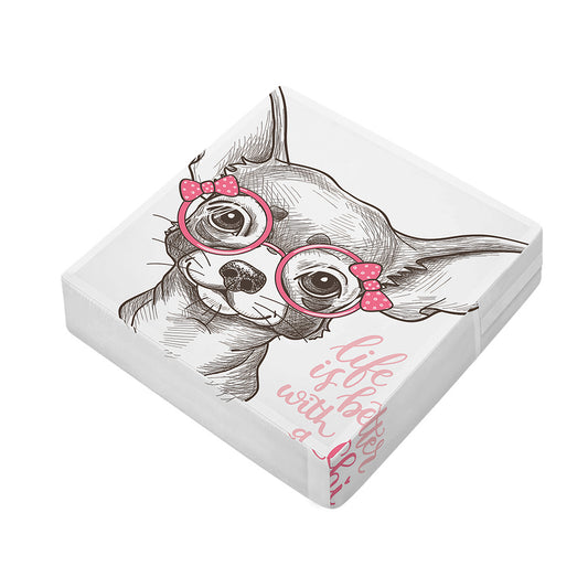 Cute Chihuahua With Glasses Print Outdoor Seat Cushion Cover