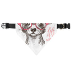 Cute Chihuahua With Glasses Print Over The Collar Dog Bandana