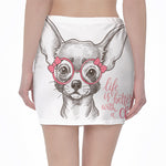 Cute Chihuahua With Glasses Print Pencil Mini Skirt