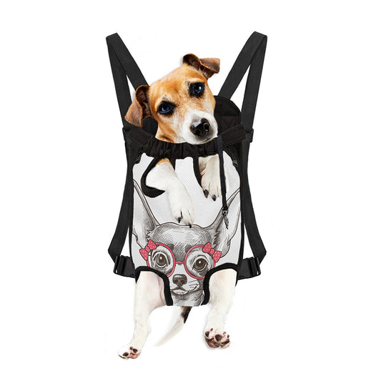 Cute Chihuahua With Glasses Print Pet Carrier Backpack