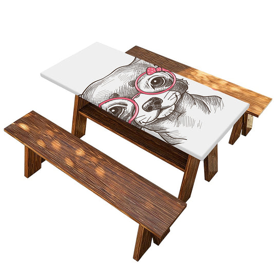 Cute Chihuahua With Glasses Print Picnic Table Cover