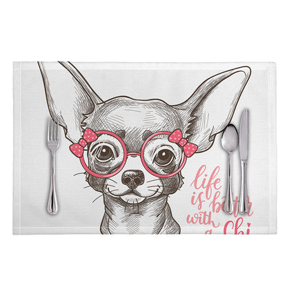 Cute Chihuahua With Glasses Print Placemat