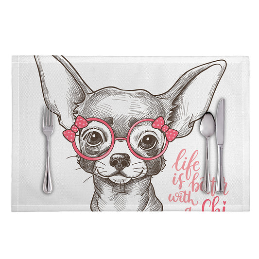 Cute Chihuahua With Glasses Print Placemat