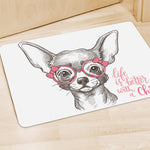 Cute Chihuahua With Glasses Print Polyester Doormat