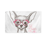 Cute Chihuahua With Glasses Print Polyester Flag