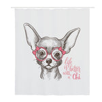 Cute Chihuahua With Glasses Print Polyester Shower Curtain
