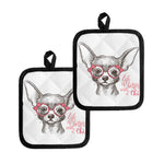 Cute Chihuahua With Glasses Print Pot Holders