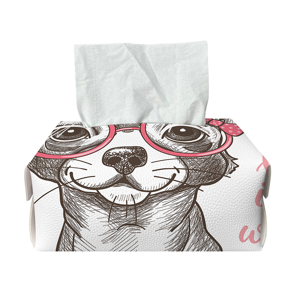 Cute Chihuahua With Glasses Print Rectangle Tissue Box Cover