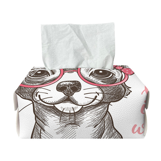 Cute Chihuahua With Glasses Print Rectangle Tissue Box Cover