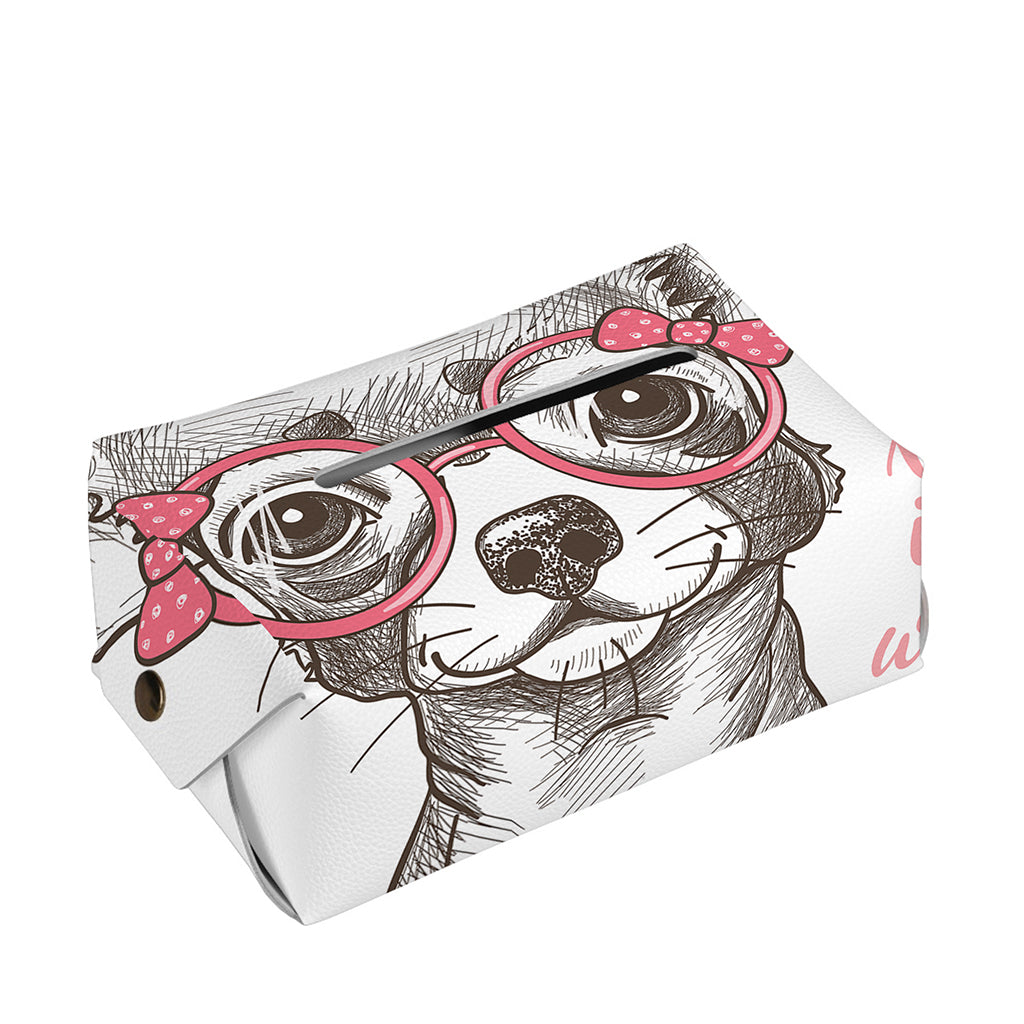 Cute Chihuahua With Glasses Print Rectangle Tissue Box Cover