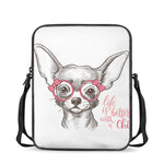 Cute Chihuahua With Glasses Print Rectangular Crossbody Bag