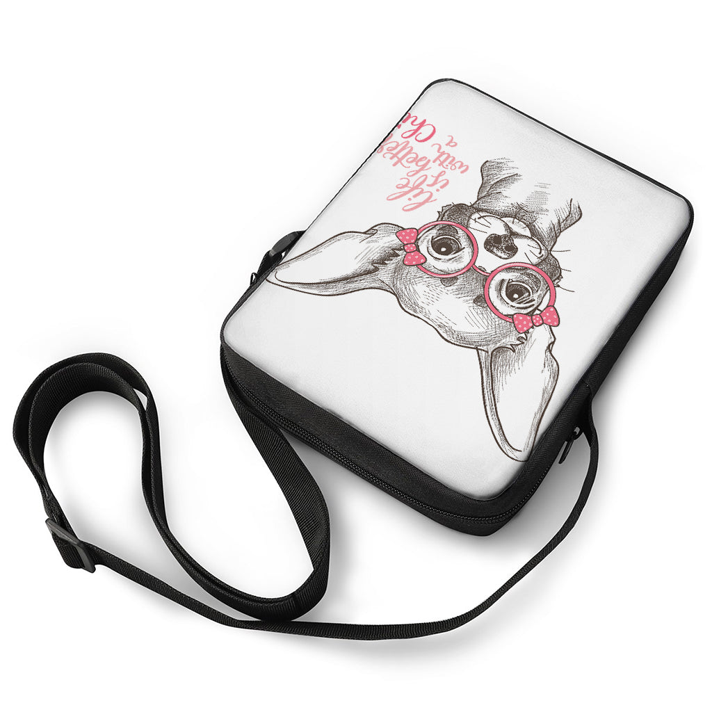 Cute Chihuahua With Glasses Print Rectangular Crossbody Bag