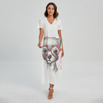 Cute Chihuahua With Glasses Print Short Sleeve Maxi Dress